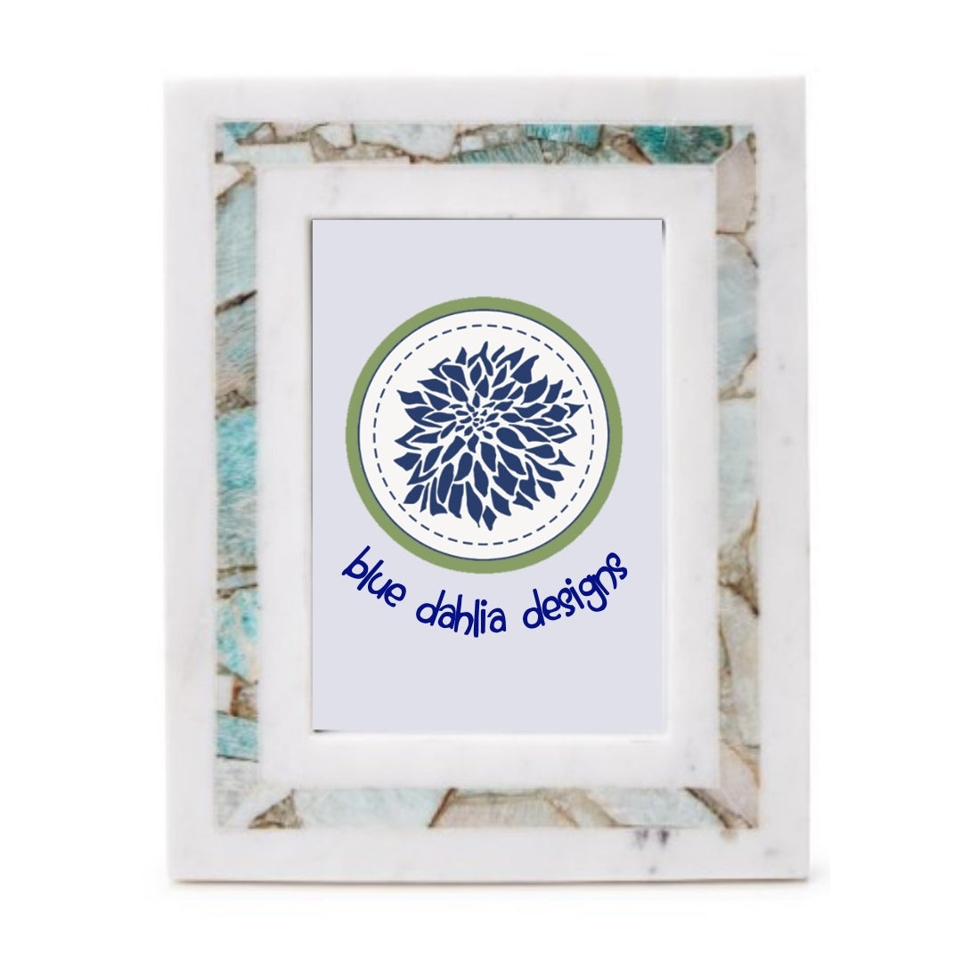 Amazonite Inlay White Marble Photo Frame