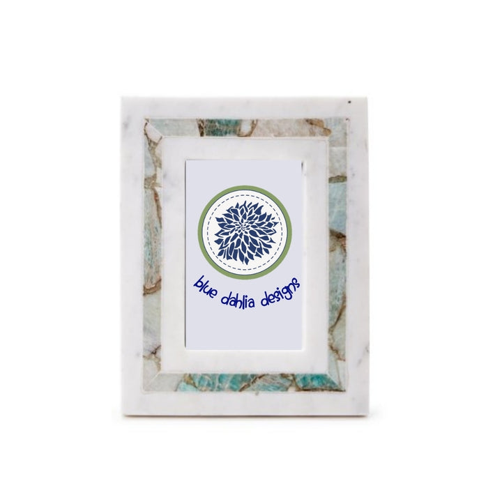 Amazonite Inlay White Marble Photo Frame