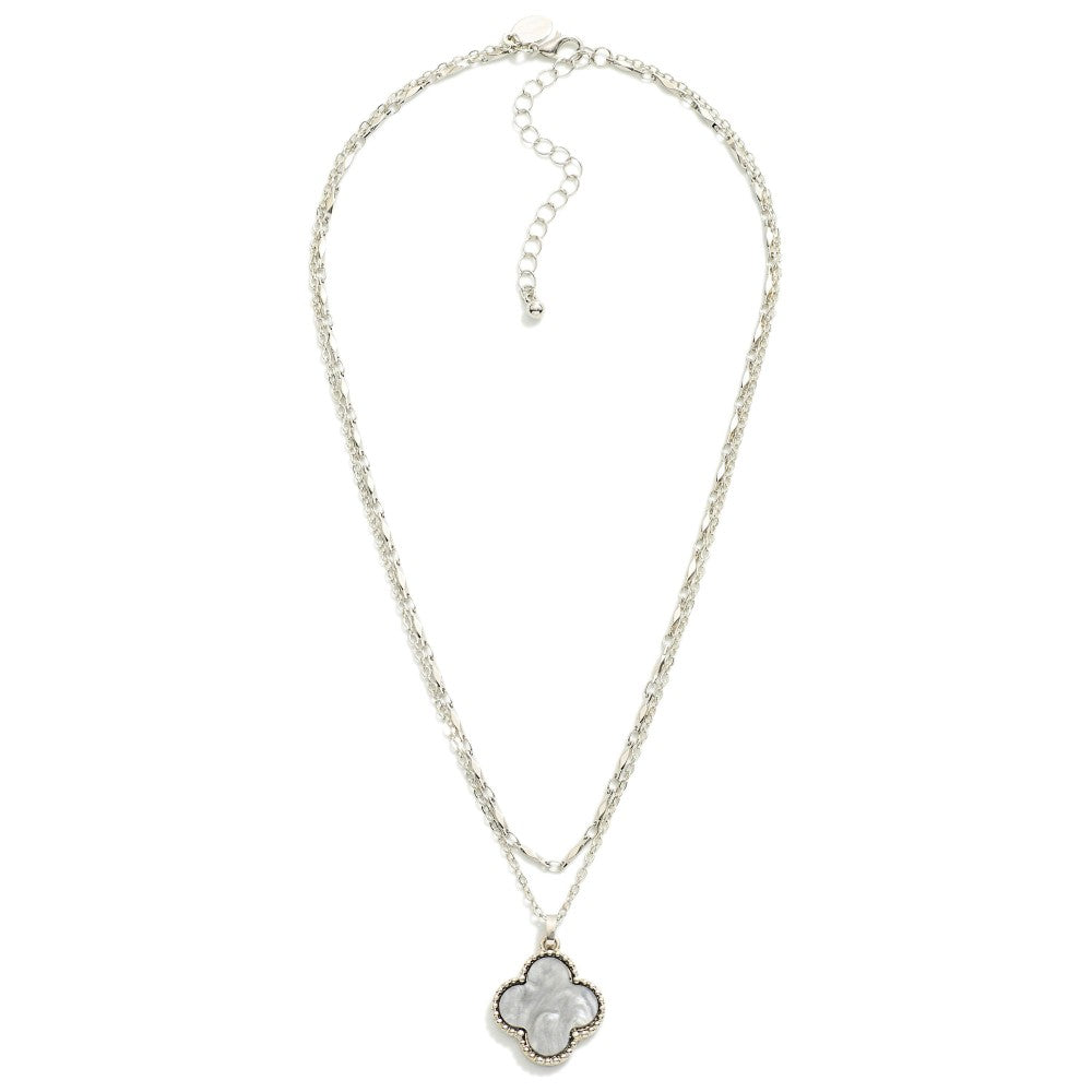 Layered Chain Link Necklace Featuring Clover Station