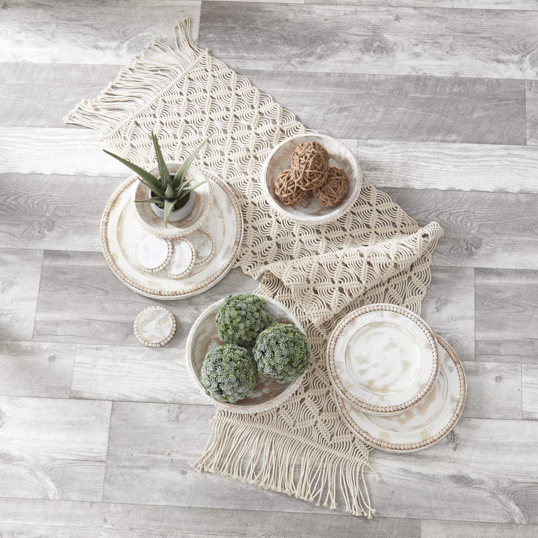 Cream Macrame Table Runner