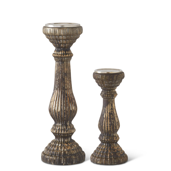 Gold and Black Mercury Glass Candleholders