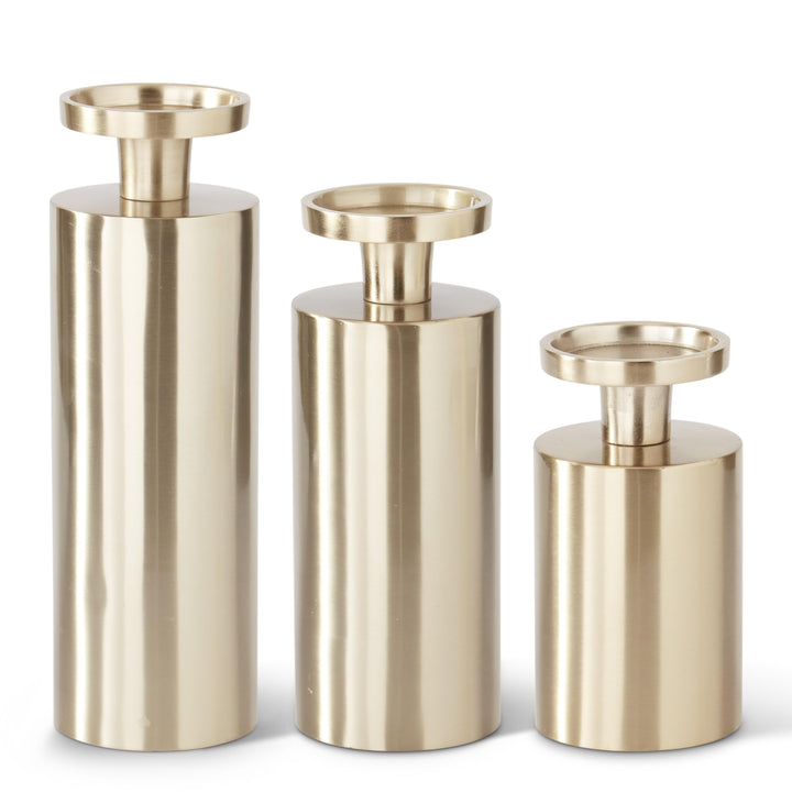 Gold Metal Round Column Candleholders