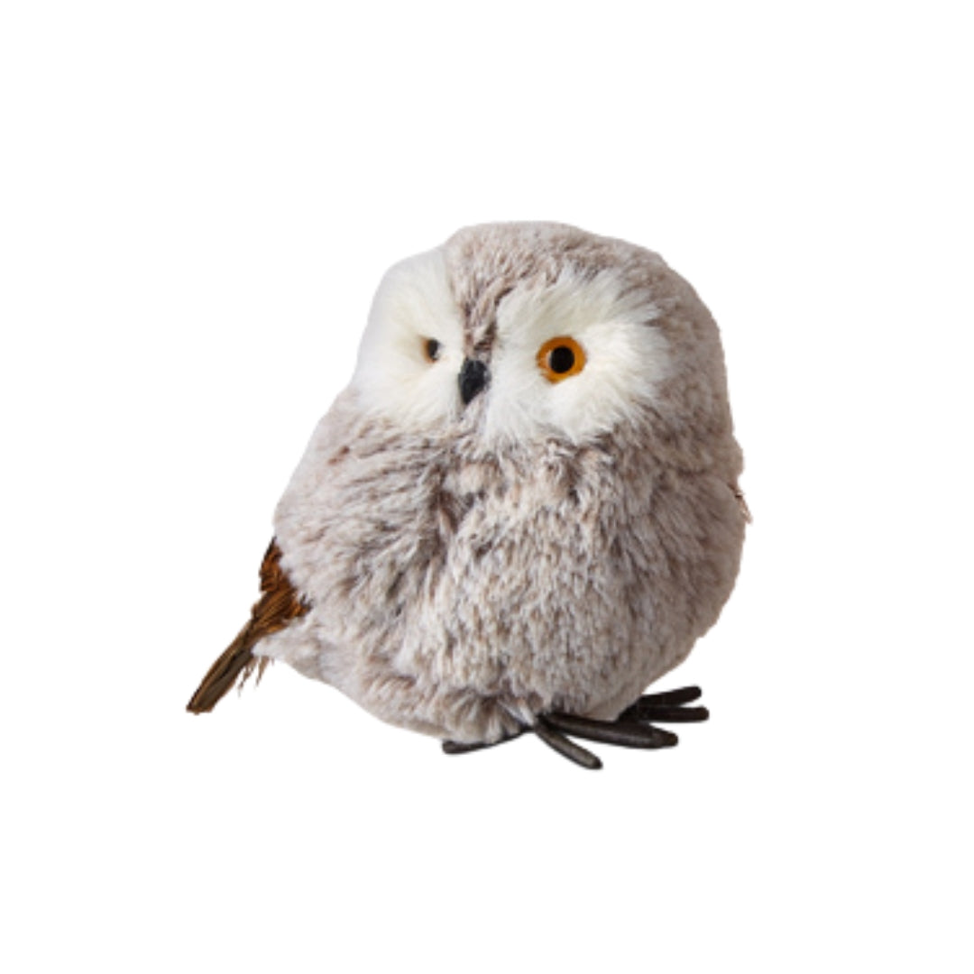 Fluffy Grey Owl Figure