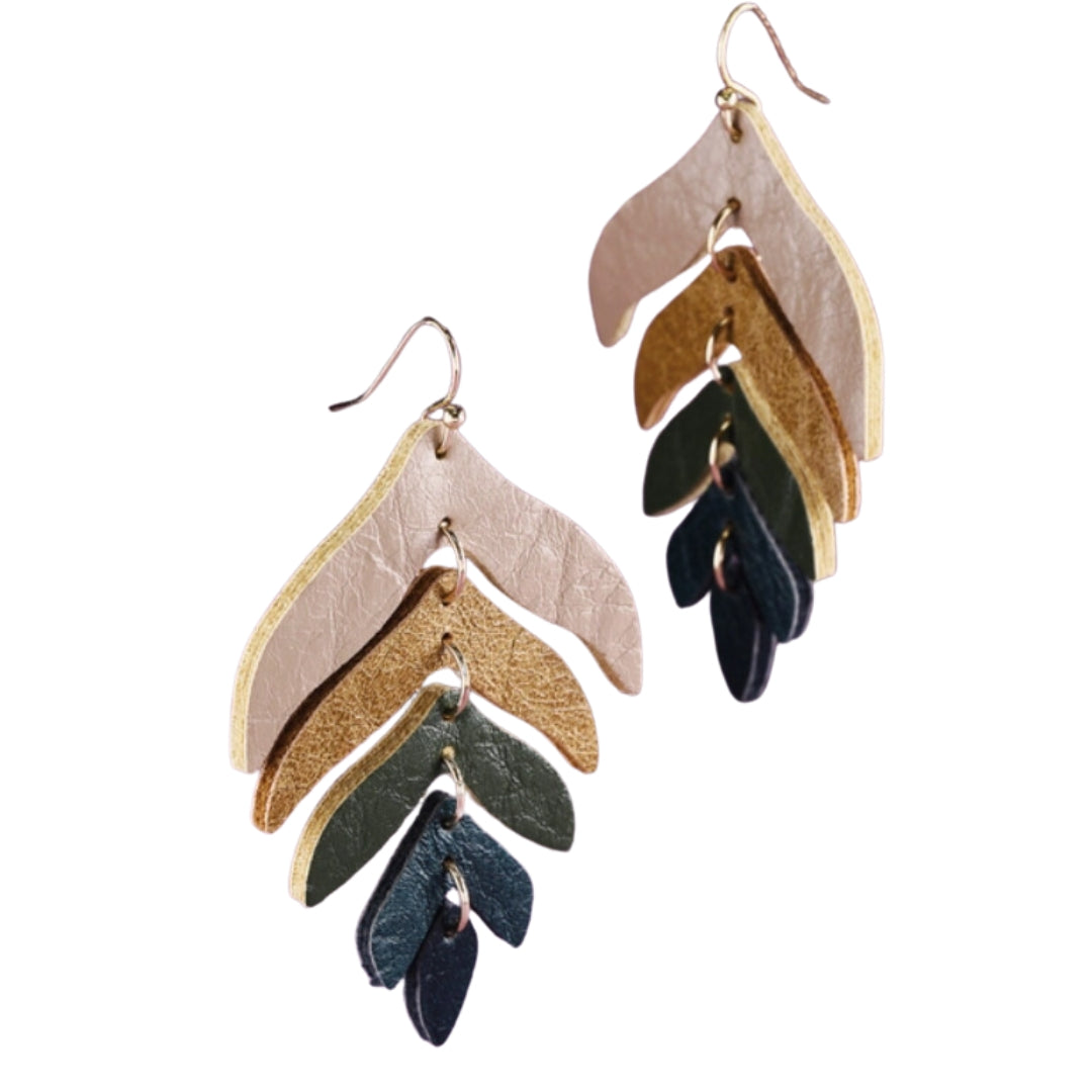 Faux Leather Dangling Leaf Earring