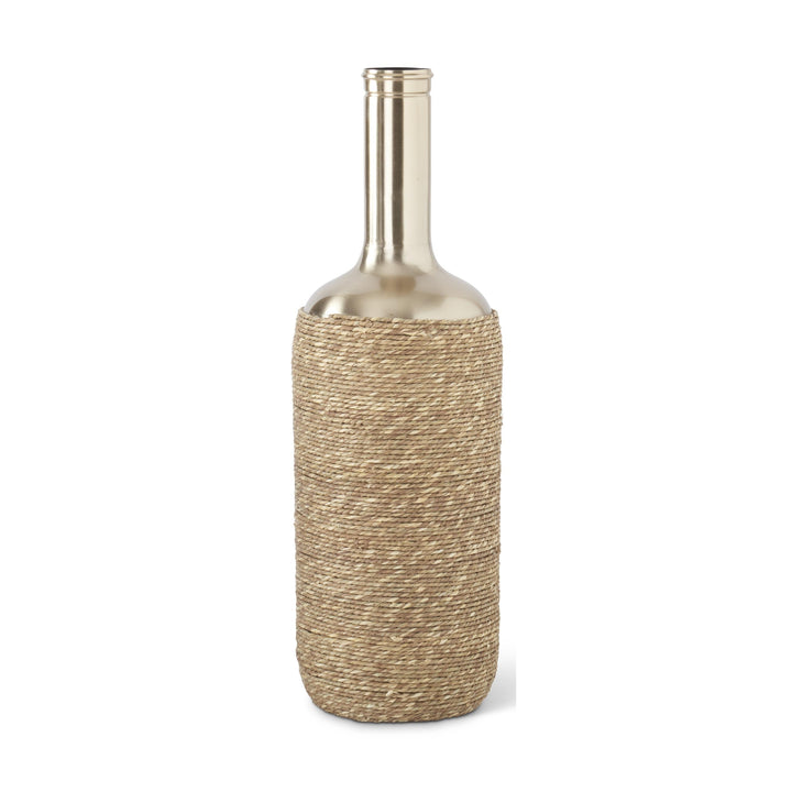 Brushed Gold Jute Woven Vases