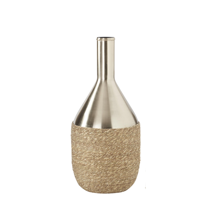 Brushed Gold Jute Woven Vases