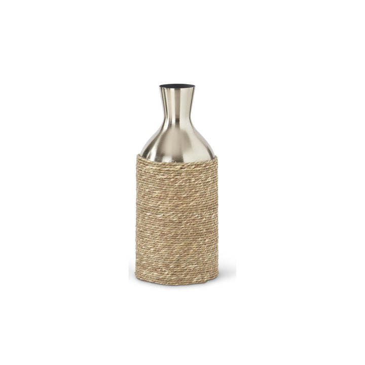 Brushed Gold Jute Woven Vases