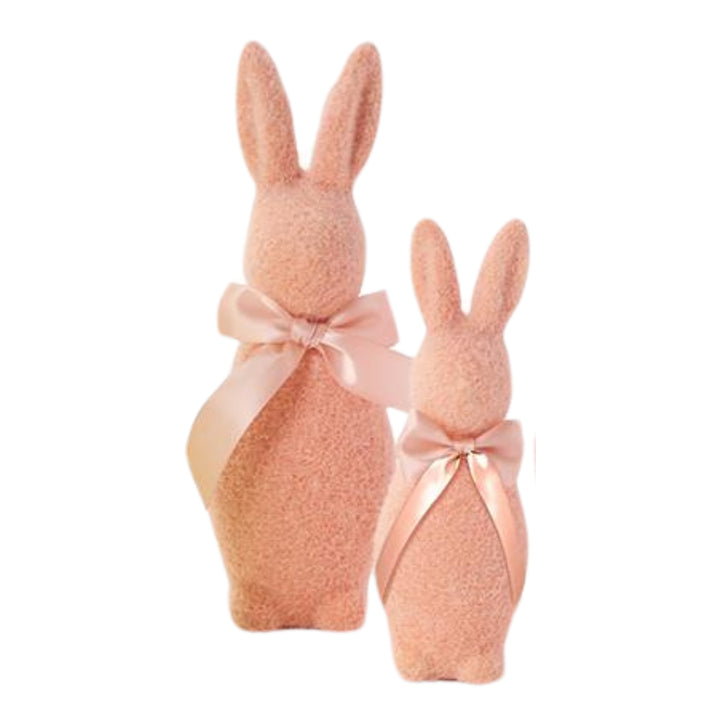 Multicolor Flocked Bunnies with Bows