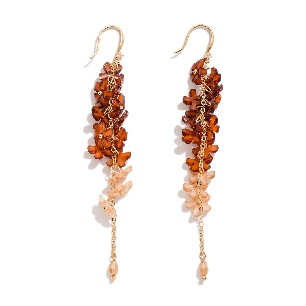 Chain Linked Glitter Acetate Flower Drop Earrings