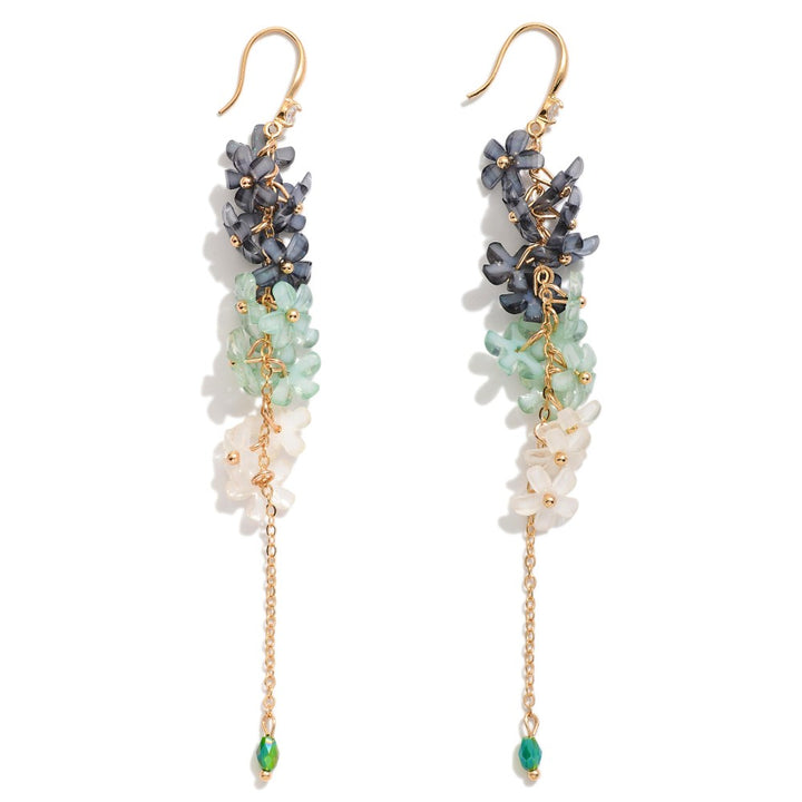 Chain Linked Glitter Acetate Flower Drop Earrings