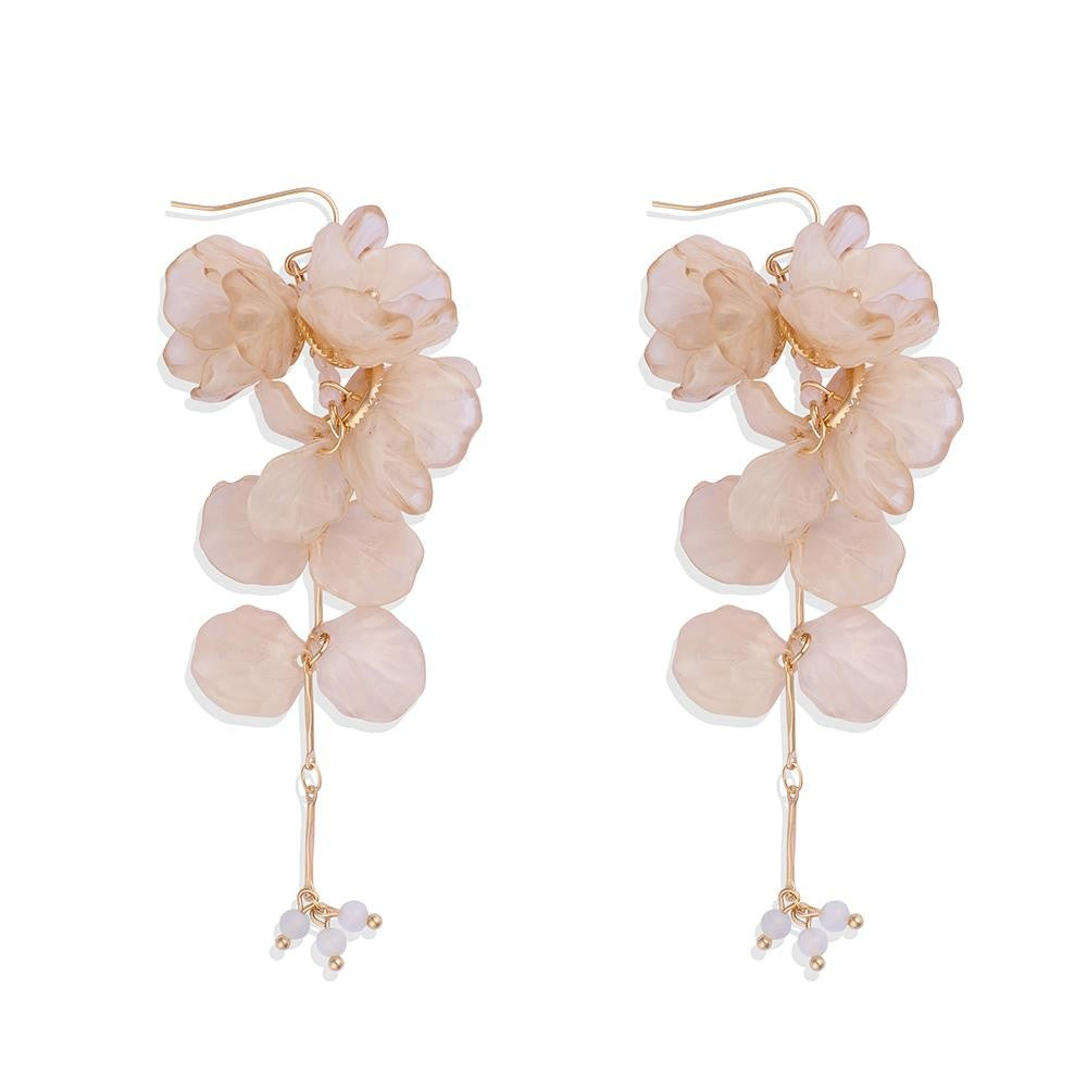 Linked Acrylic Flowers & Flower Petal Drop Earrings