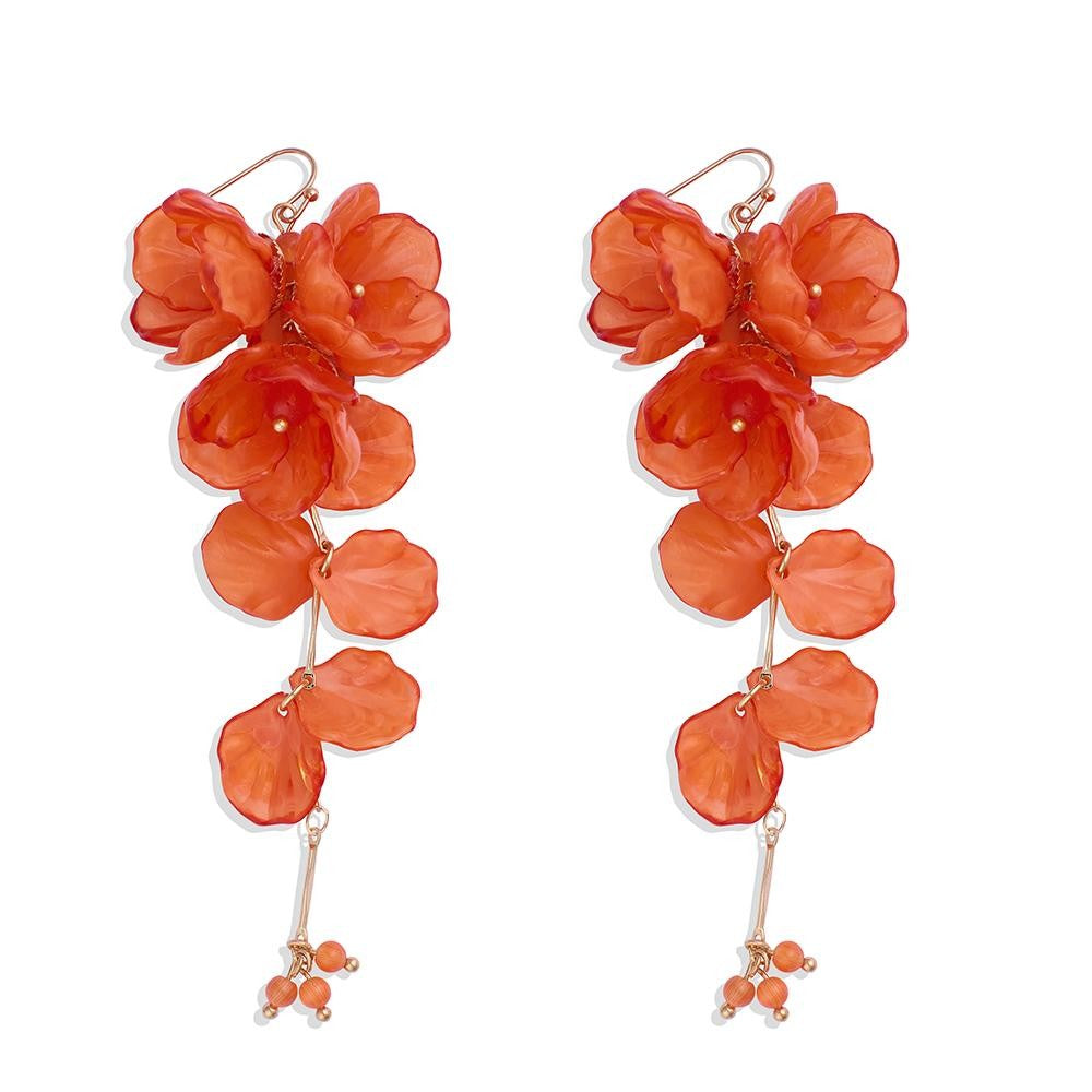 Linked Acrylic Flowers & Flower Petal Drop Earrings