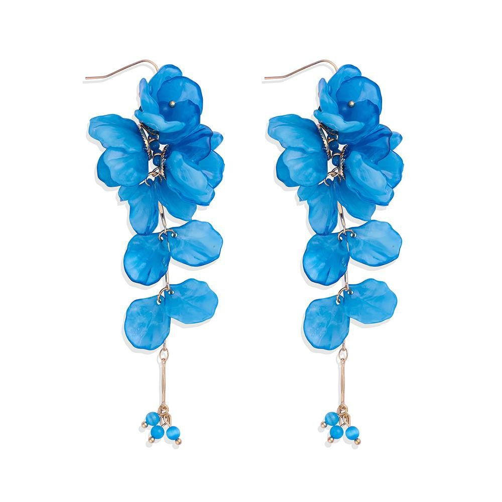 Linked Acrylic Flowers & Flower Petal Drop Earrings