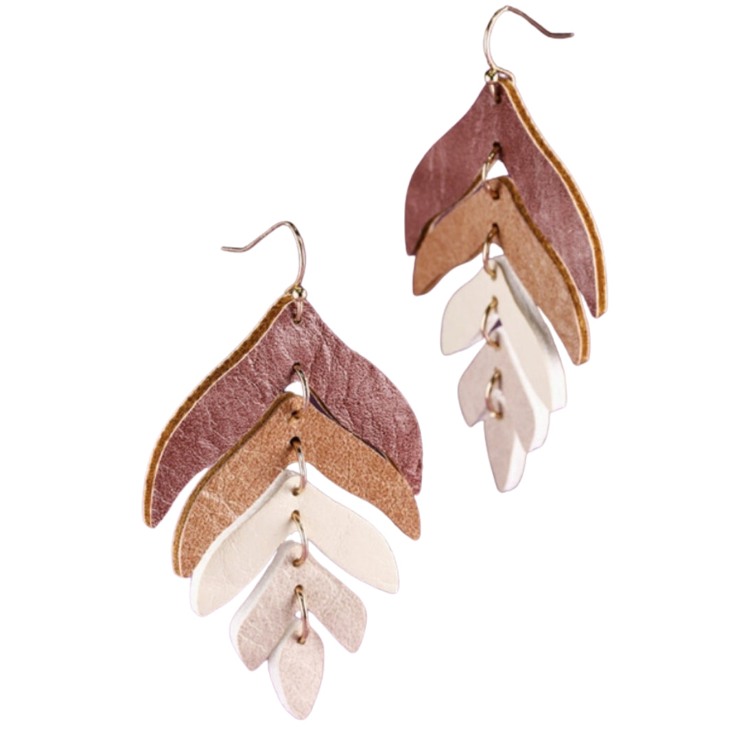 Faux Leather Dangling Leaf Earring