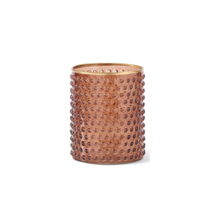 Embossed Brown Dot Glass Candle Holder