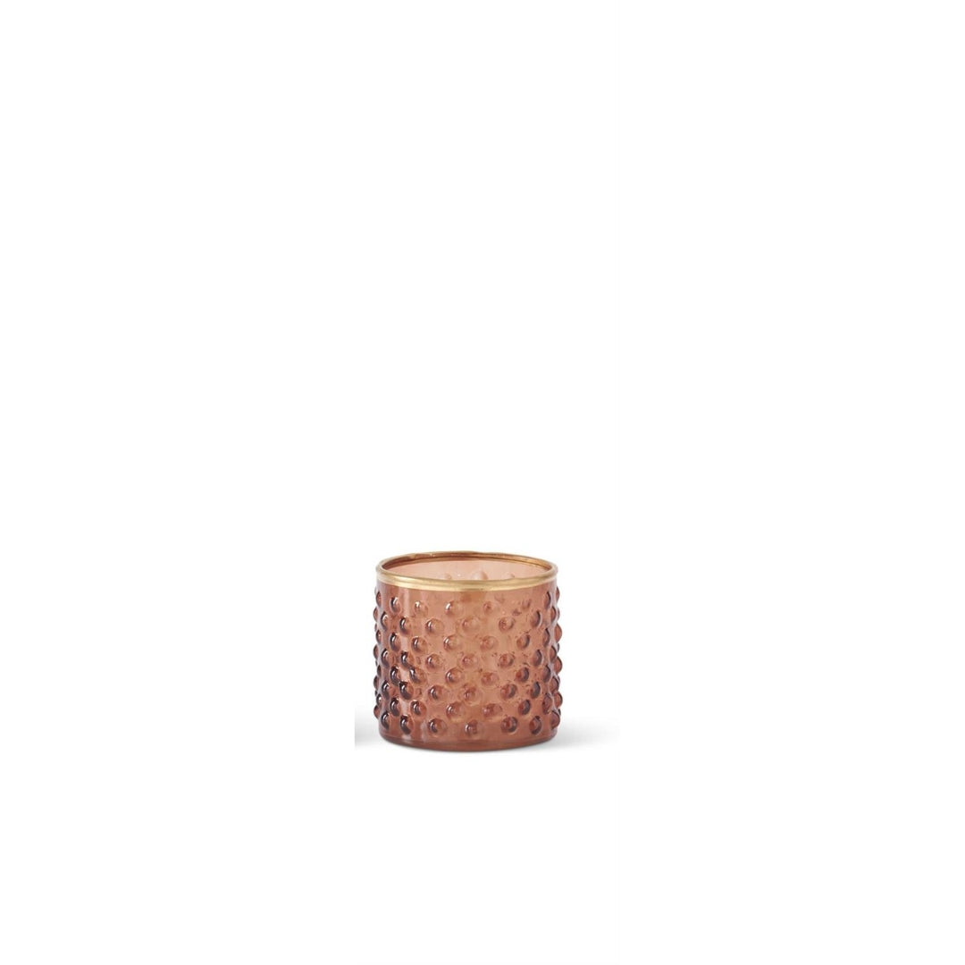 Embossed Brown Dot Glass Candle Holder