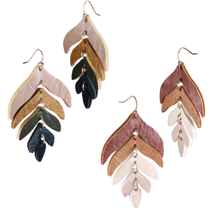 Faux Leather Dangling Leaf Earring