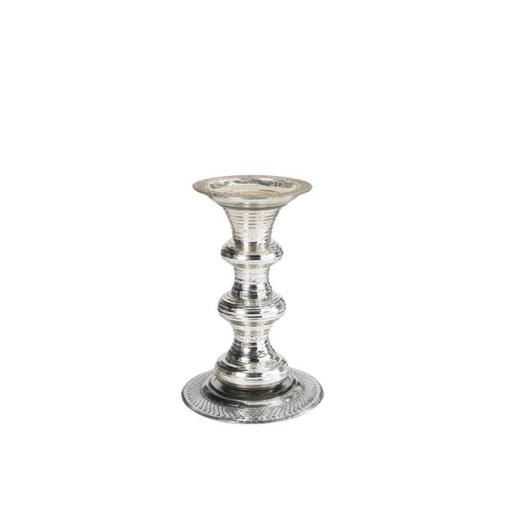 Embossed Silver Mercury Glass Candleholders