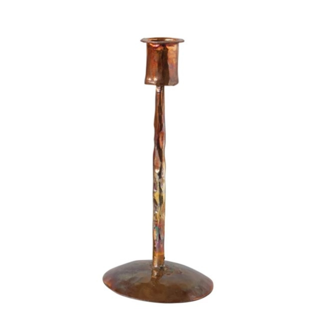 Burnt Copper Metal Taper Candle Holders