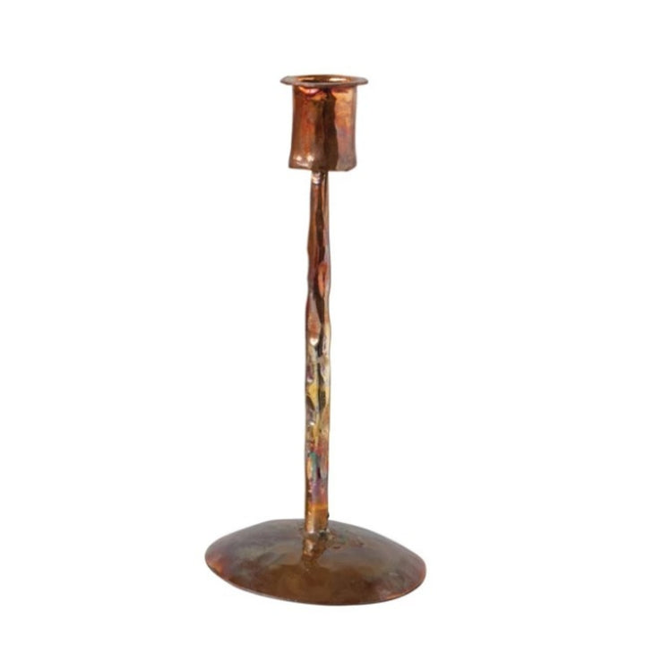 Burnt Copper Metal Taper Candle Holders