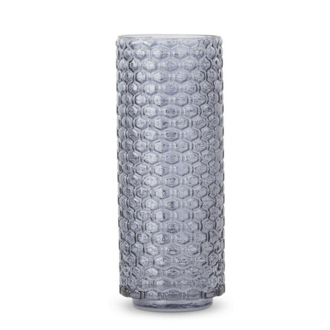 Grey Blue Honeycomb Glass Vases