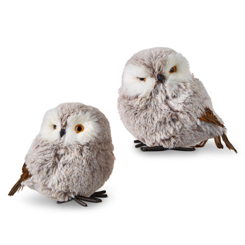 Fluffy Grey Owl Figure