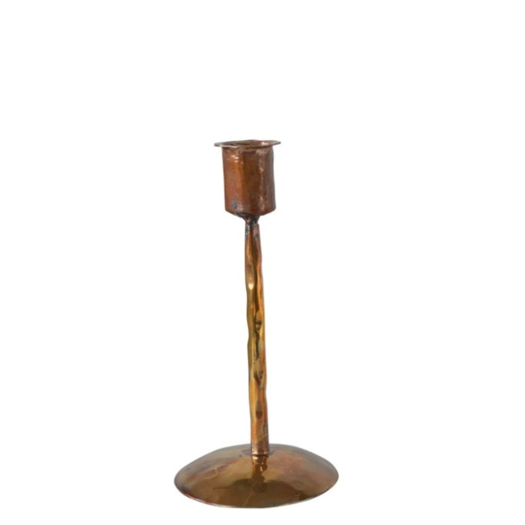 Burnt Copper Metal Taper Candle Holders