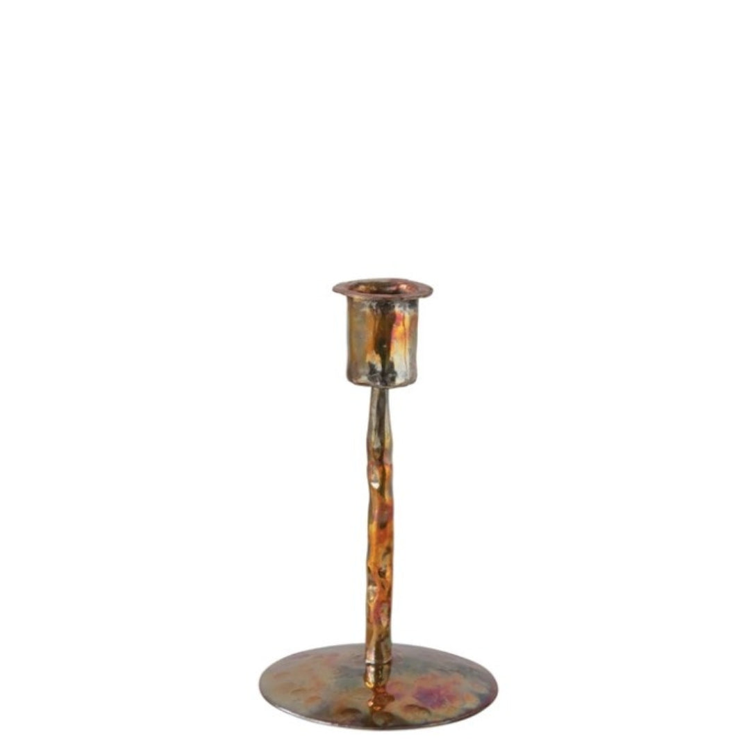 Burnt Copper Metal Taper Candle Holders