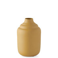 Mustard Matte Textured Metal Funnel Vase