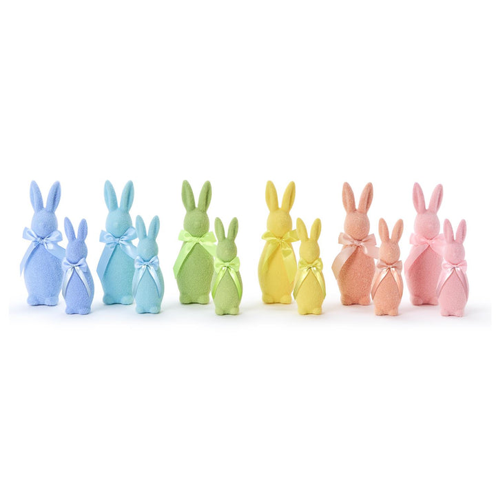 Multicolor Flocked Bunnies with Bows