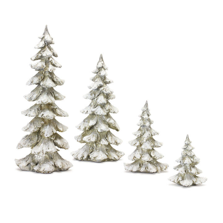 Snow-Covered Silver Christmas Trees