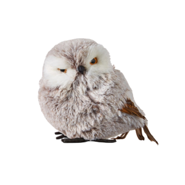 Fluffy Grey Owl Figure