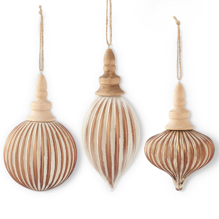 Bronze Distressed Finished Glass Ornaments