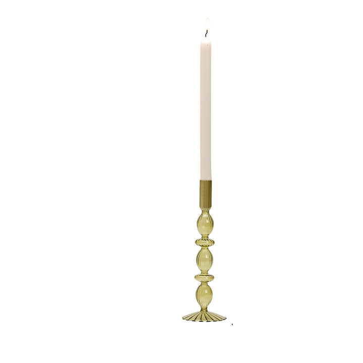 Hand-Blown Glass Taper Candlestick Candleholders