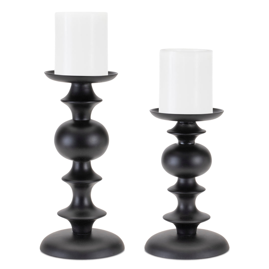 Black Aluminum Sculptural Candle Holders