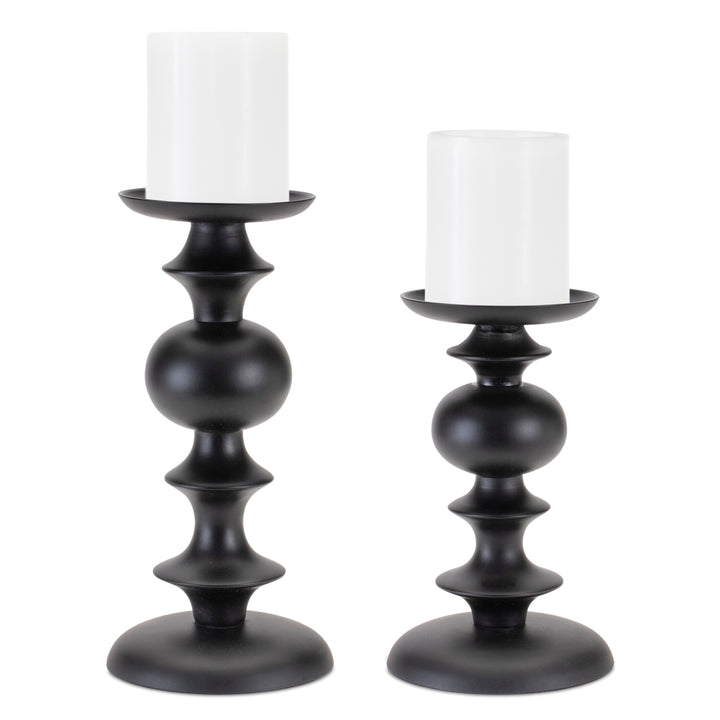 Black Aluminum Sculptural Candle Holders