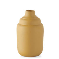 Mustard Matte Textured Metal Funnel Vase