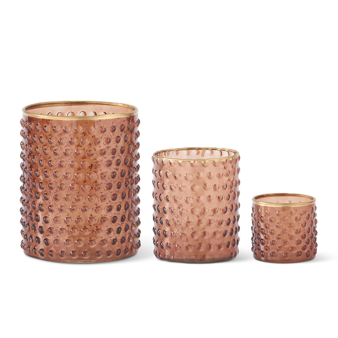 Embossed Brown Dot Glass Candle Holder