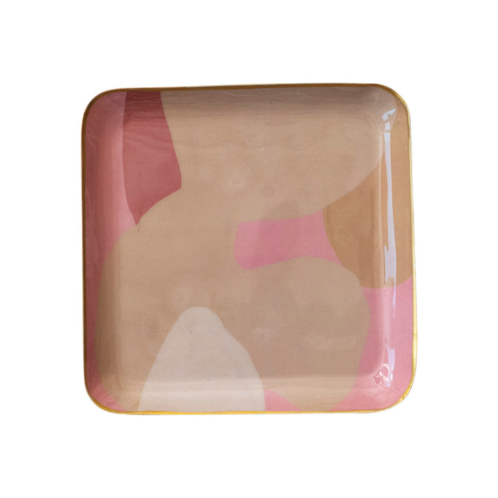 Abstract Design Enameled Metal Tray