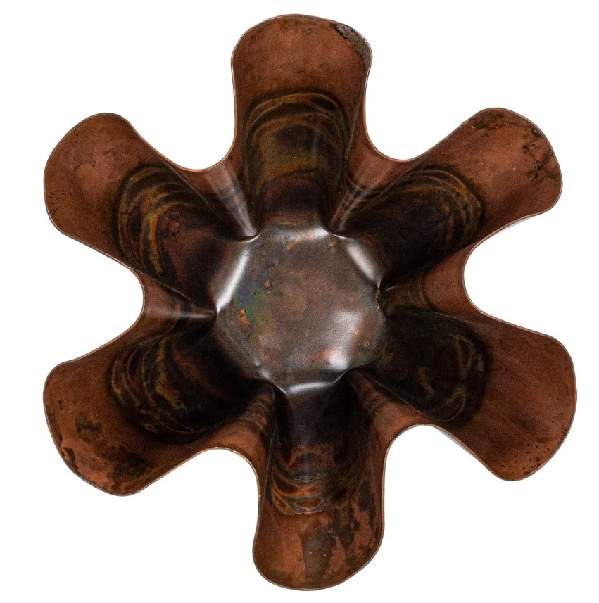 Oxidized Copper Finish Decorative Metal Ruffled Bowl