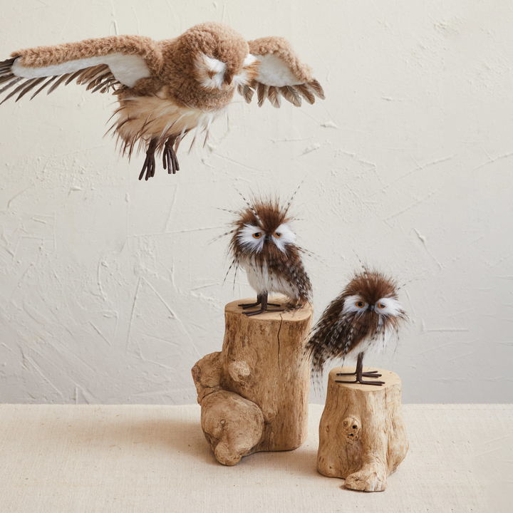 Brown Faux Fur and Feather Owl