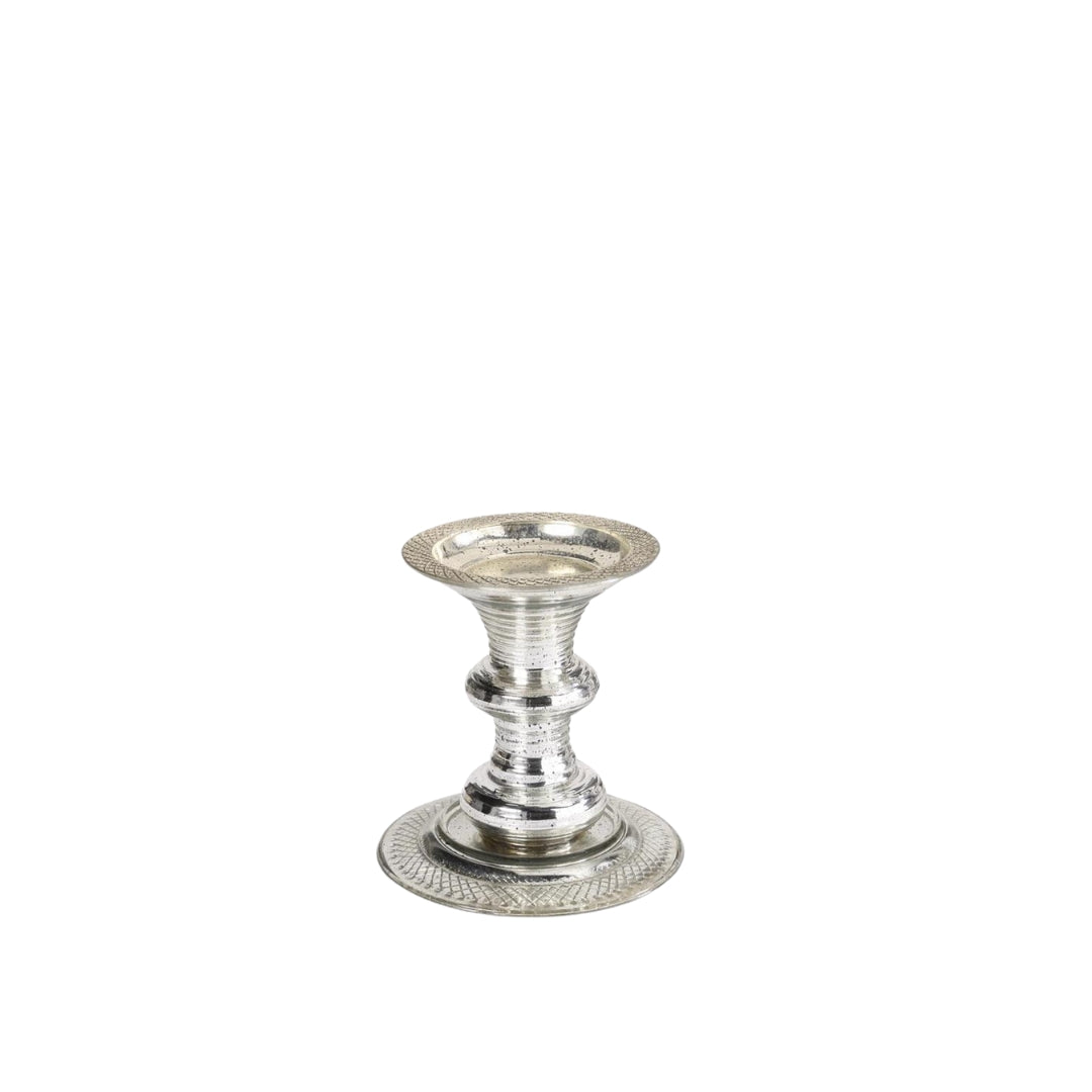 Embossed Silver Mercury Glass Candleholders