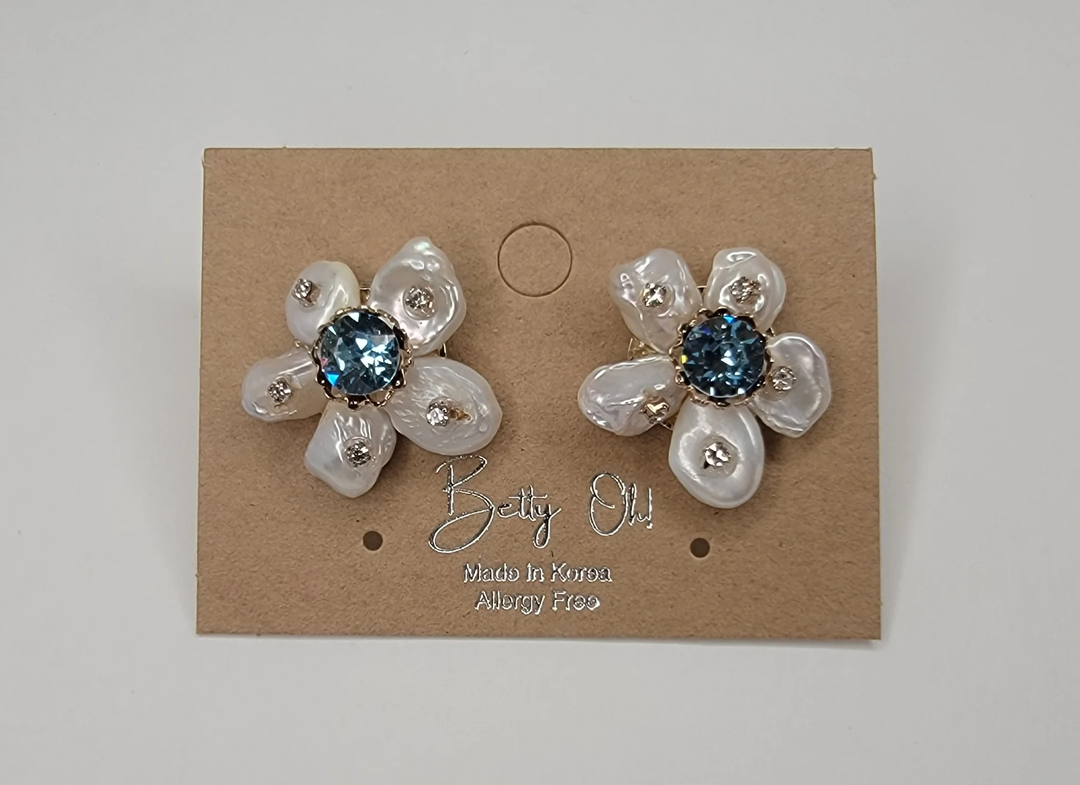 Pearl and Gem Floral Earrings