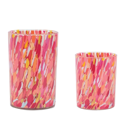 Pink Confetti Glass Candle Holder