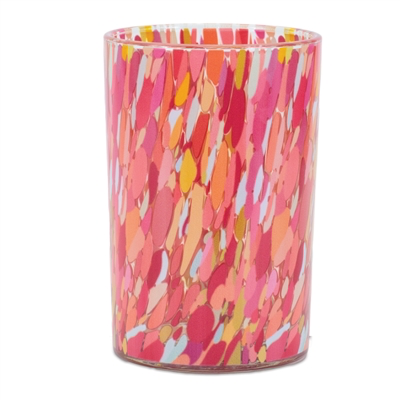 Pink Confetti Glass Candle Holder