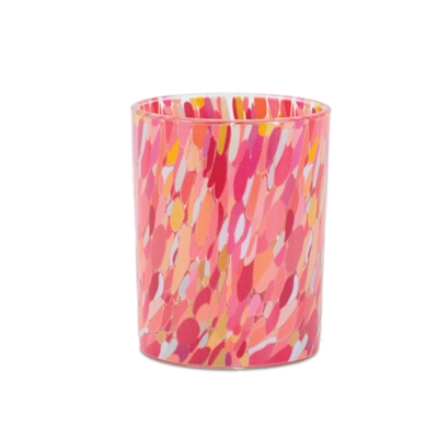 Pink Confetti Glass Candle Holder