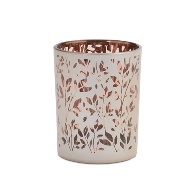 Leaf Cutout Glass Candle Holder