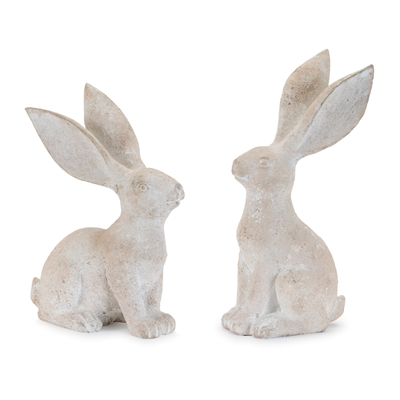 White Destressed Resin Rabbit