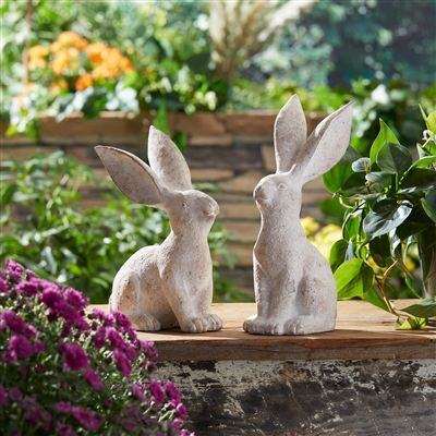 White Destressed Resin Rabbit