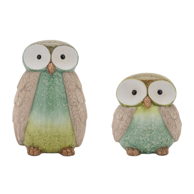 Green Ombré Terracotta Owl